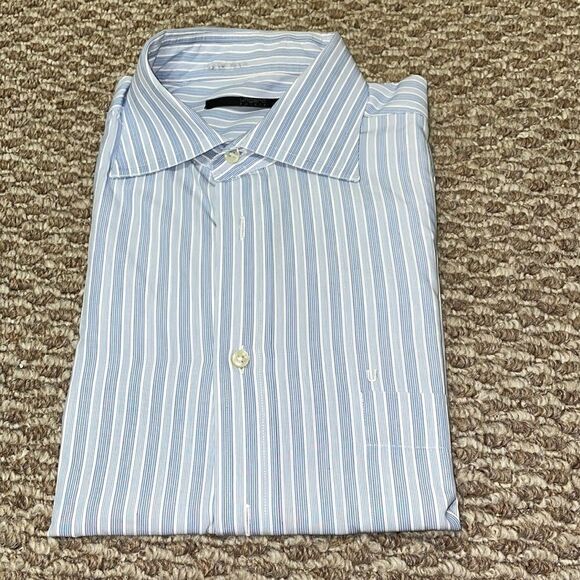 Ungaro Blue & White Striped Long Sleeve, 16.5 - Picture 1 of 4